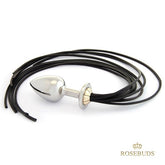 Rosebuds Luxe Black Long Leather Whipbud XL Butt Plugs